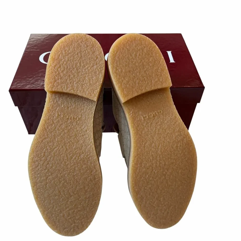 Gucci Web GG Monogram Suede Loafers Beige 831289 Mens 11.5 US 12 NEW